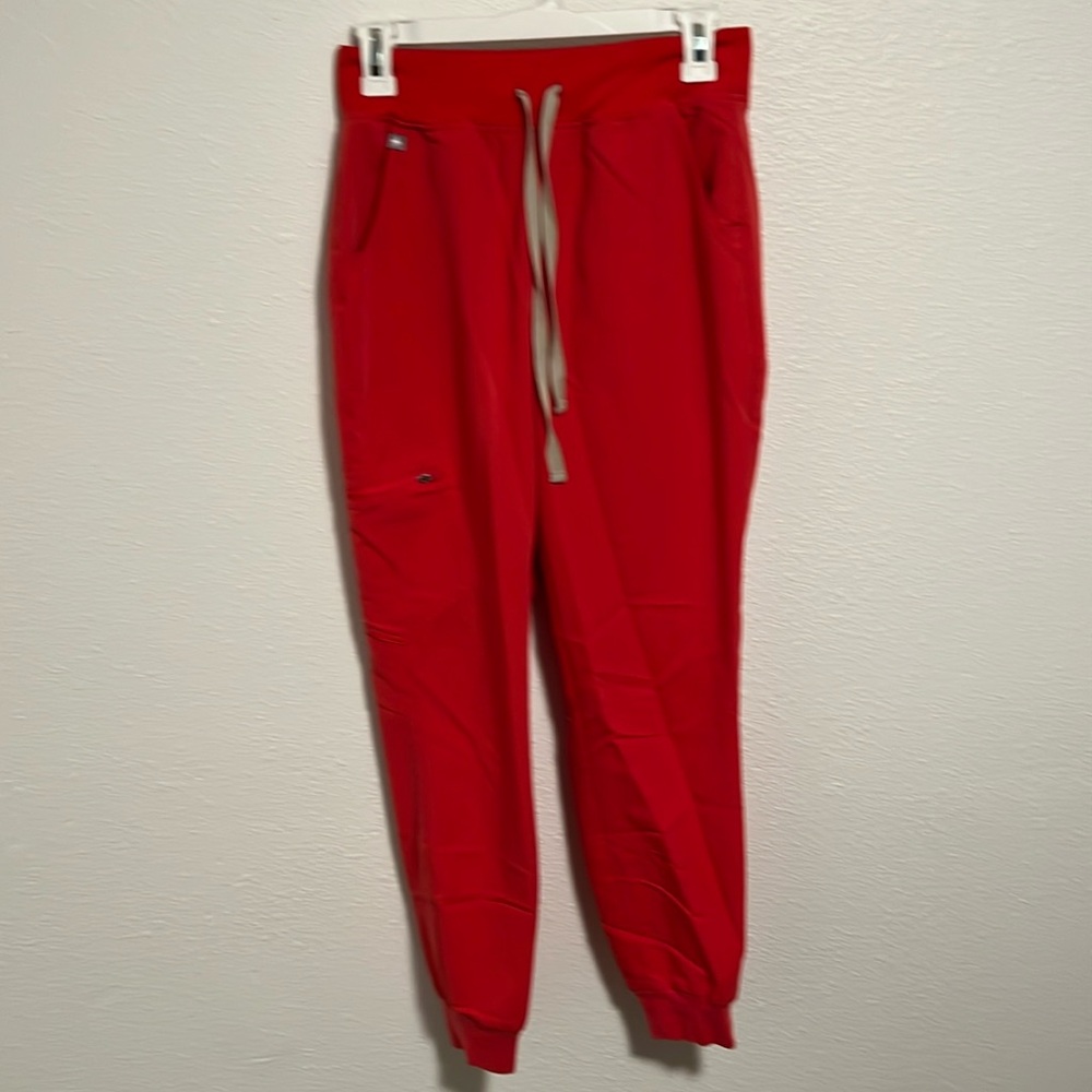 Figs Zamora Jogger Scrub Pants high waisted in orange